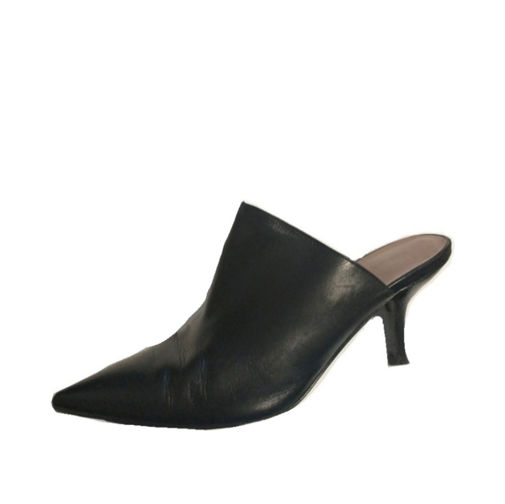Diane Von Furstenberg Black Leather Mules Size 7.5